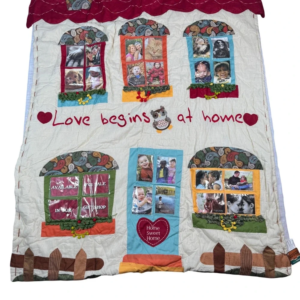 NWT Cracker Barrel Country Quilted Throw Photo Album Blanket Love Begins at Home